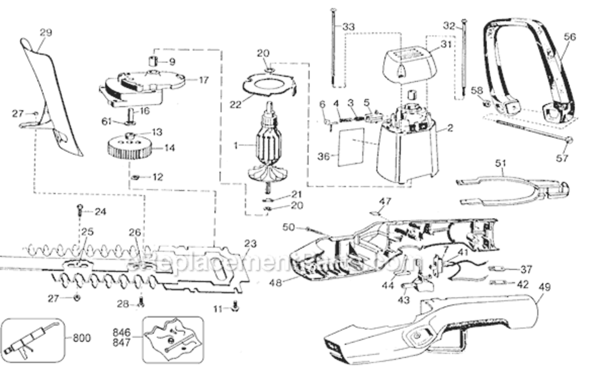Page A Diagram and Parts List for TR250 Type 2 Black and Decker Hedge Trimmer